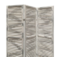 3 Panel Foldable Wooden Shutter Screen with Straight Legs, Gray - BM205395