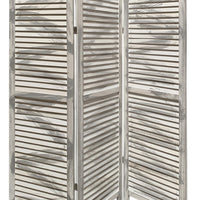 3 Panel Foldable Wooden Shutter Screen with Straight Legs, Gray - BM205395