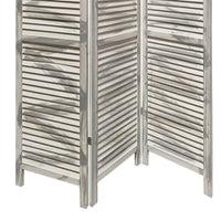 3 Panel Foldable Wooden Shutter Screen with Straight Legs, Gray - BM205395