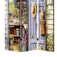3 Panel Foldable Canvas Screen with Country Living Print, Multicolor - BM205405