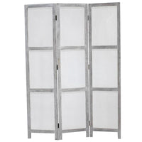 Transitional 3 Panel Screen with Wooden Frame & Fabric Panels, Gray - BM205854