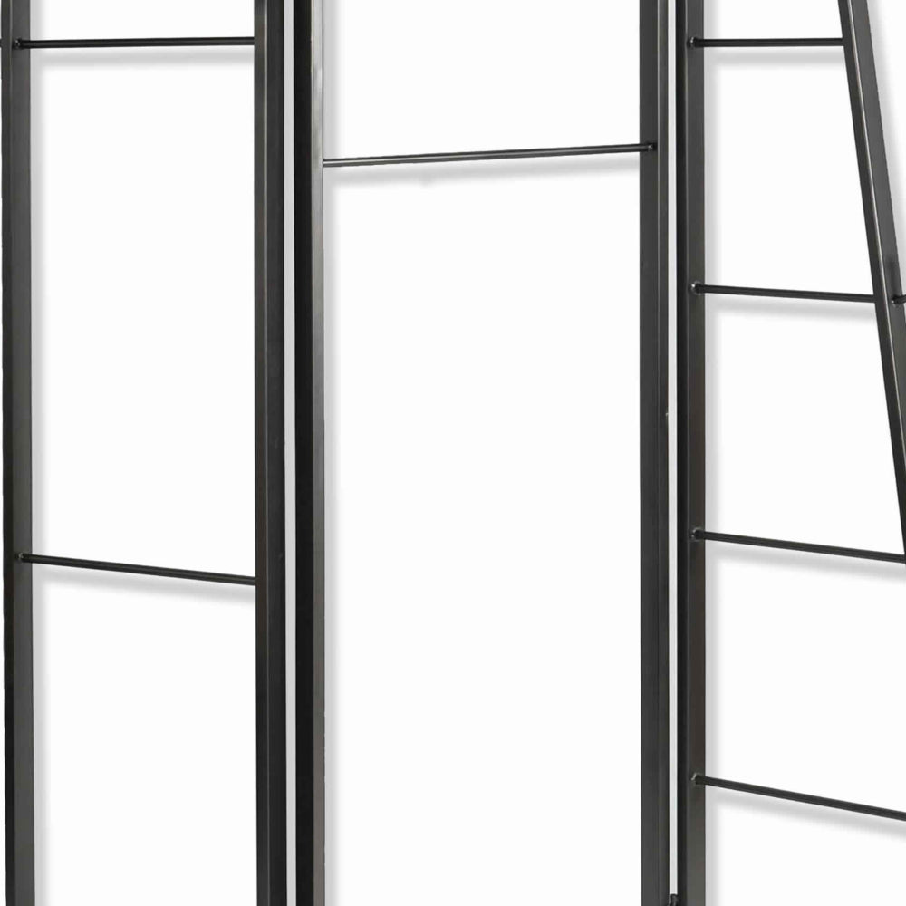 Modern Style 3 Panel Metal Screen with Hooks and Rod Hangings, Black - BM205890