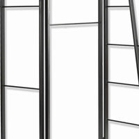 Modern Style 3 Panel Metal Screen with Hooks and Rod Hangings, Black - BM205890