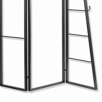 Modern Style 3 Panel Metal Screen with Hooks and Rod Hangings, Black - BM205890
