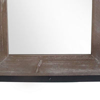 Transitional Mirror with Wooden Framing and Metal Outline, Black & Brown - BM205943