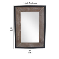 Transitional Mirror with Wooden Framing and Metal Outline, Black & Brown - BM205943