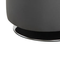 Round Leatherette Swivel Ottoman with Tufted Seat, Gray and Black - BM206528