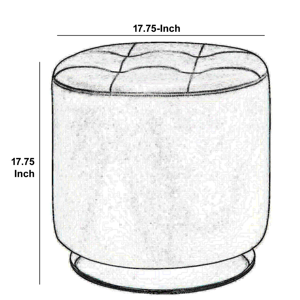 Round Leatherette Swivel Ottoman with Tufted Seat, Gray and Black - BM206528