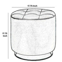Round Leatherette Swivel Ottoman with Tufted Seat, Gray and Black - BM206528