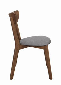 Wooden Plectrum Shape Padded Seat Dining Chair, Set of 2, Brown and Gray - BM206629