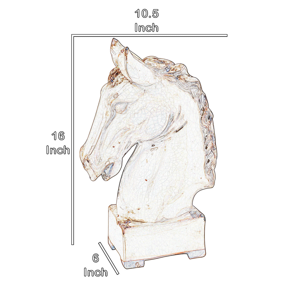 Transitional Style Ceramic Horse Head Decor Piece, Large, Beige - BM206726