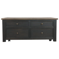 Wooden Lift Top Coffee Table with Drawers and Caster, Black and Brown - BM207232