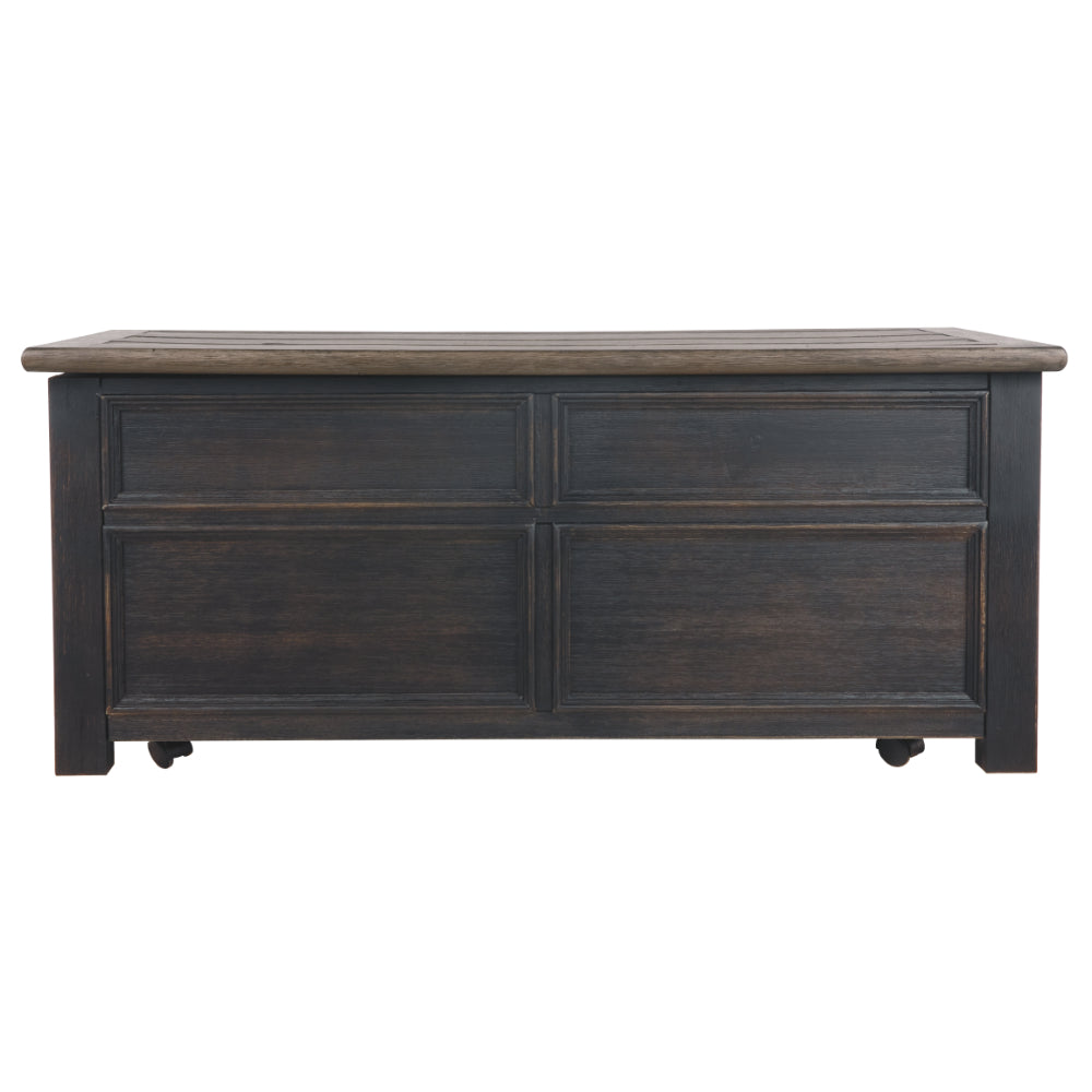 Wooden Lift Top Coffee Table with Drawers and Caster, Black and Brown - BM207232