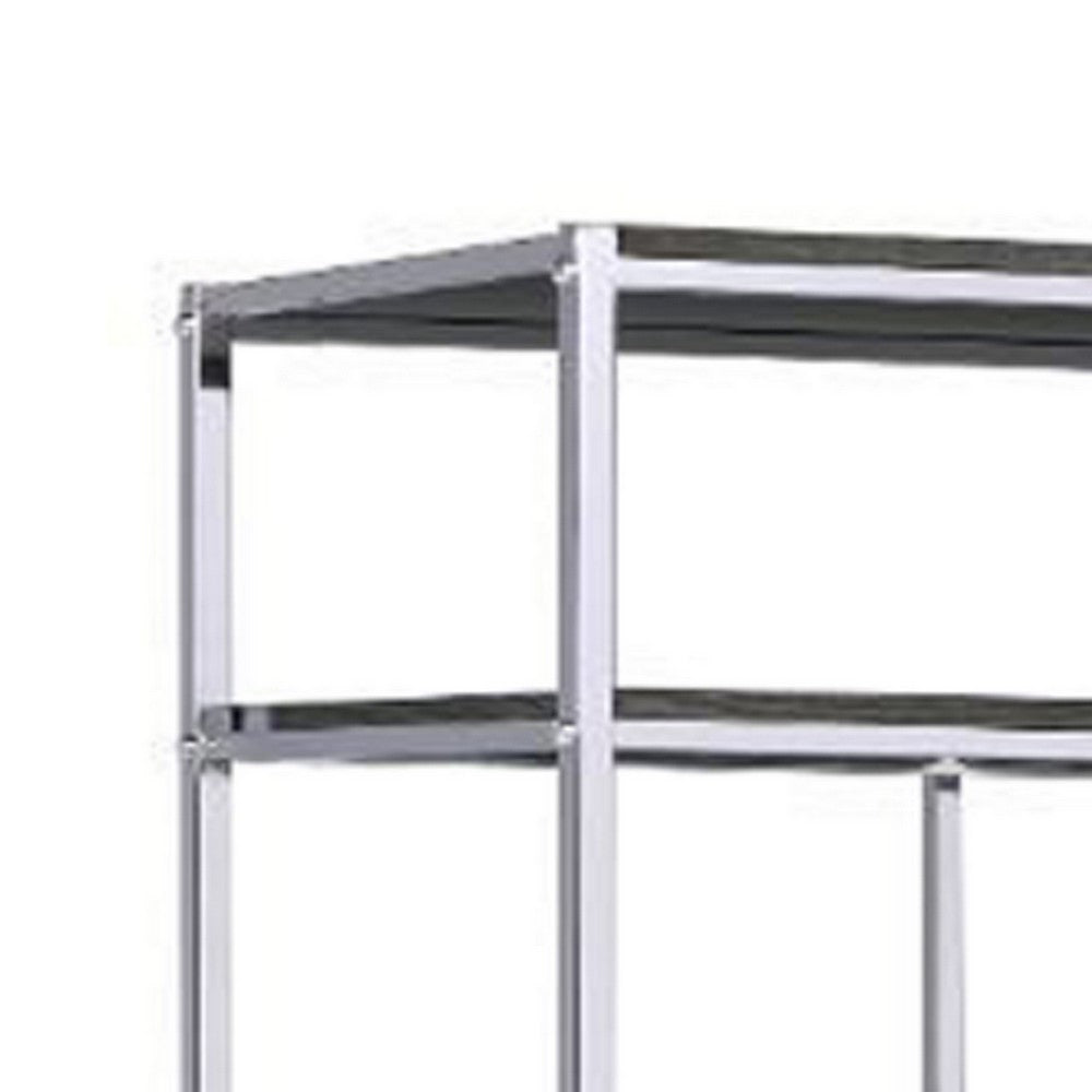 Etagere Bookshelf with 7 Shelves and Geometric Pattern,Silver and Dark Gray - BM209606