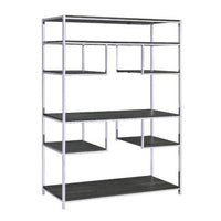 Etagere Bookshelf with 7 Shelves and Geometric Pattern,Silver and Dark Gray - BM209606