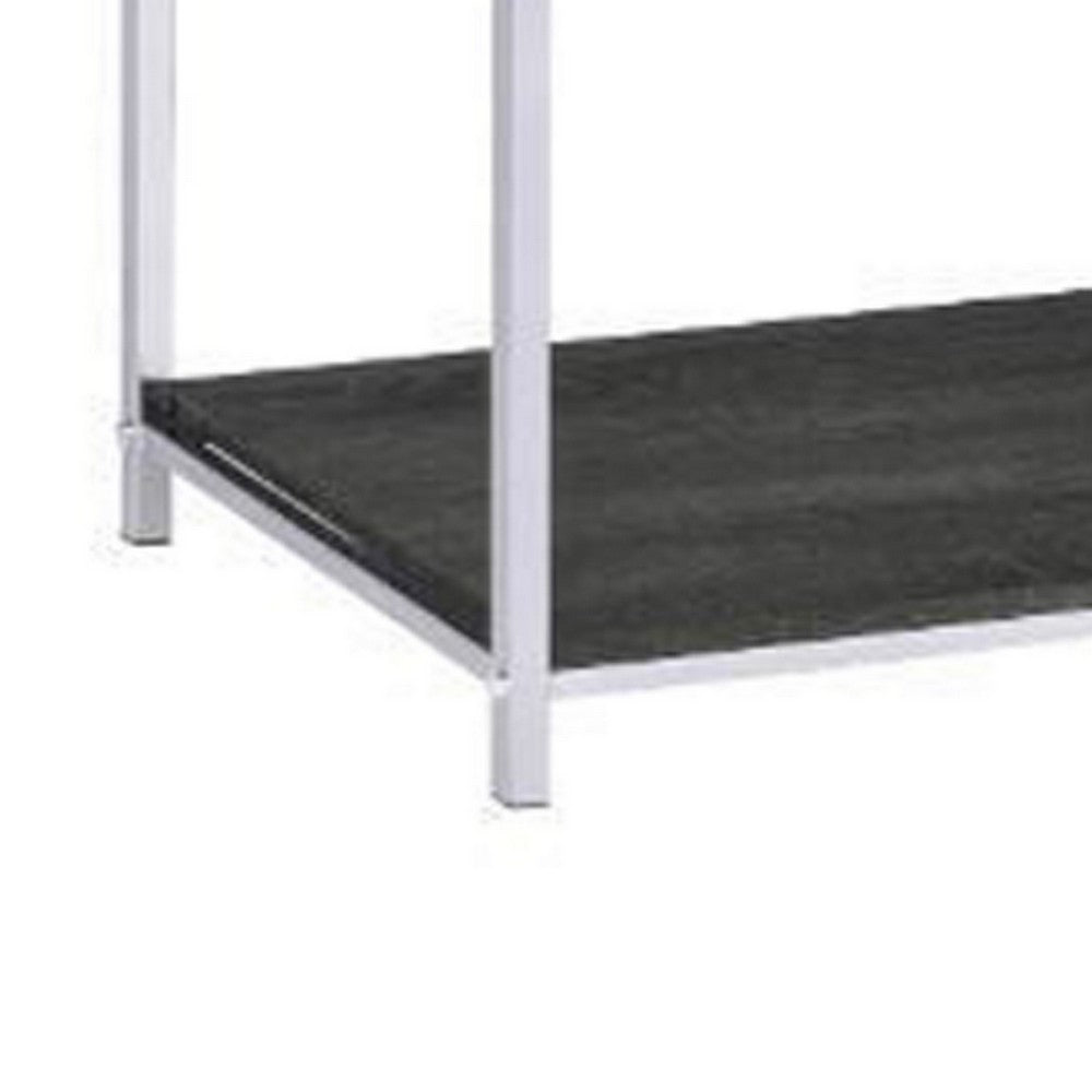 Etagere Bookshelf with 7 Shelves and Geometric Pattern,Silver and Dark Gray - BM209606