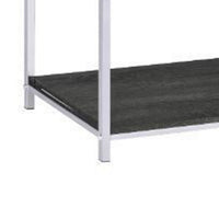 Etagere Bookshelf with 7 Shelves and Geometric Pattern,Silver and Dark Gray - BM209606