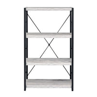 Industrial Bookshelf with 4 Shelves and Open Metal Frame, White and Black - BM209632