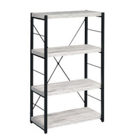 Industrial Bookshelf with 4 Shelves and Open Metal Frame, White and Black - BM209632