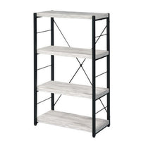Industrial Bookshelf with 4 Shelves and Open Metal Frame, White and Black - BM209632