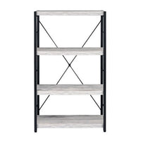 Industrial Bookshelf with 4 Shelves and Open Metal Frame, White and Black - BM209632