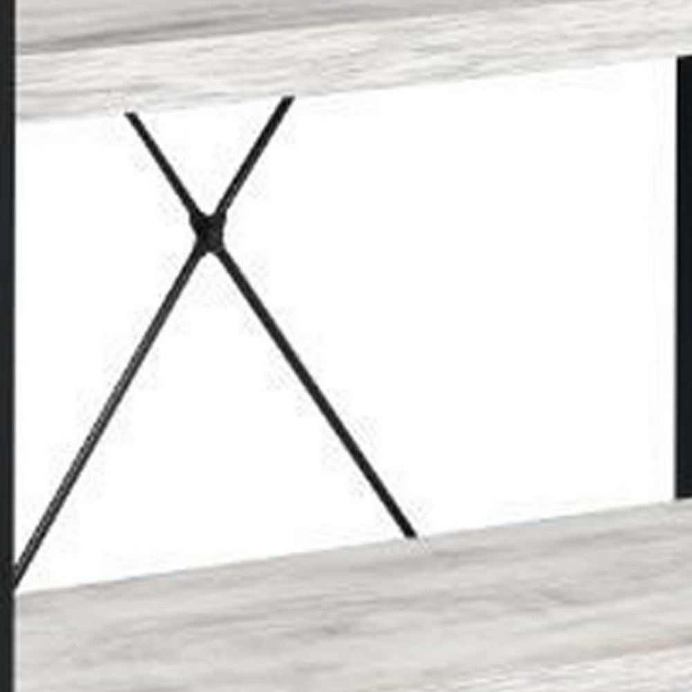 Industrial Bookshelf with 4 Shelves and Open Metal Frame, White and Black - BM209632