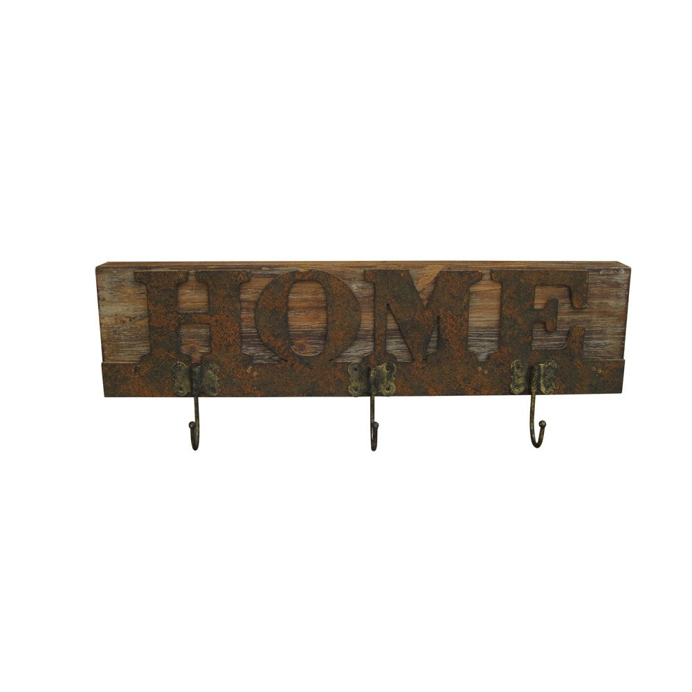 Traditional Wooden Rustic Plaque with Home Engraved, Brown - BM210369
