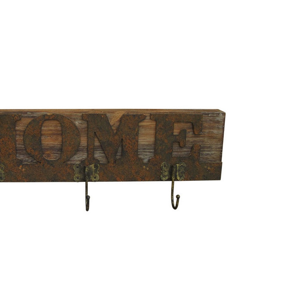 Traditional Wooden Rustic Plaque with Home Engraved, Brown - BM210369