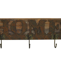 Traditional Wooden Rustic Plaque with Home Engraved, Brown - BM210369