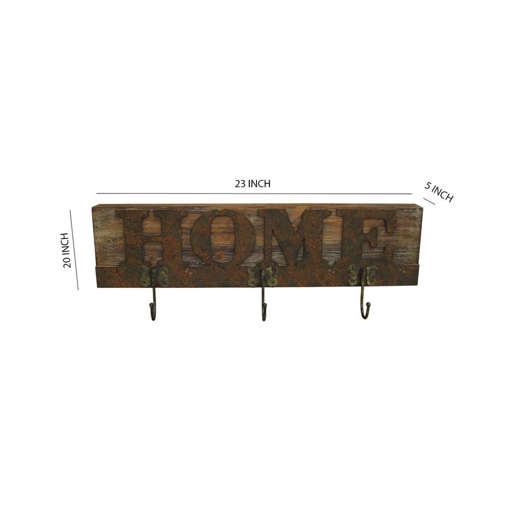 Traditional Wooden Rustic Plaque with Home Engraved, Brown - BM210369