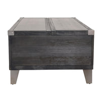 Wooden Lift Top Cocktail Table with 2 Drawers and Metal Accents in Gray - BM210957