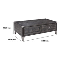 Wooden Lift Top Cocktail Table with 2 Drawers and Metal Accents in Gray - BM210957