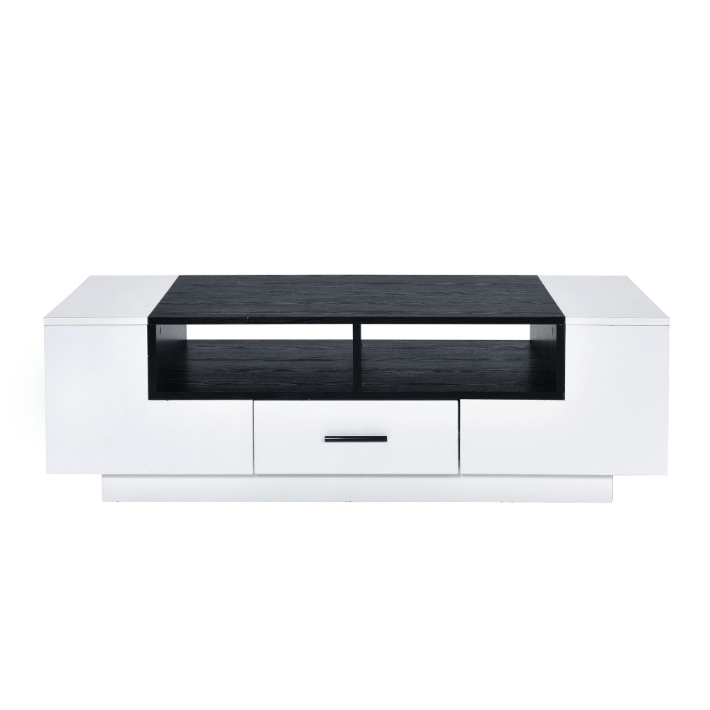 Contemporary Coffee Table with Drawer and Open Compartment in Black and White - BM211122
