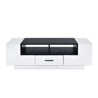 Contemporary Coffee Table with Drawer and Open Compartment in Black and White - BM211122