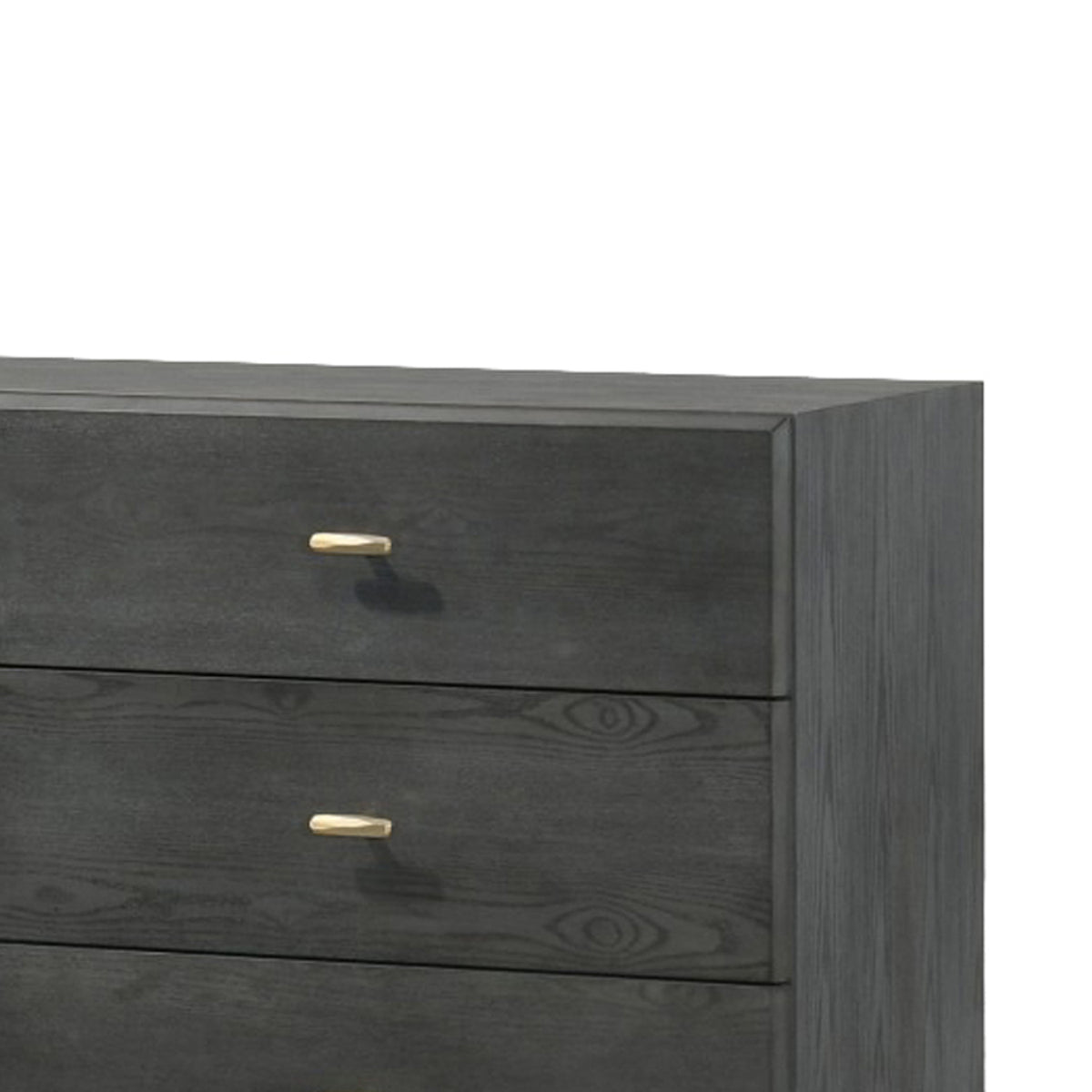 Wooden Dresser with 6 Drawers and Metal Hairpin Legs, Gray and Gold - BM211165