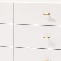 6 Drawer Wooden Dresser with Metal Hairpin Legs, White and Gold - BM211214