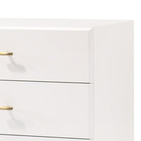 6 Drawer Wooden Dresser with Metal Hairpin Legs, White and Gold - BM211214