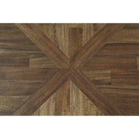 Round Metal Frame Table Set with Wooden Top and Open Bottom Shelf in Brown - BM213261