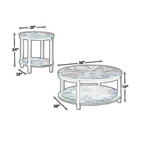 Round Metal Frame Table Set with Wooden Top and Open Bottom Shelf in Brown - BM213261