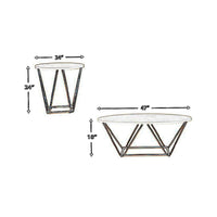 Faux Marble Table Set with 1 Coffee Table and 2 End Tables in White and Gold - BM213306