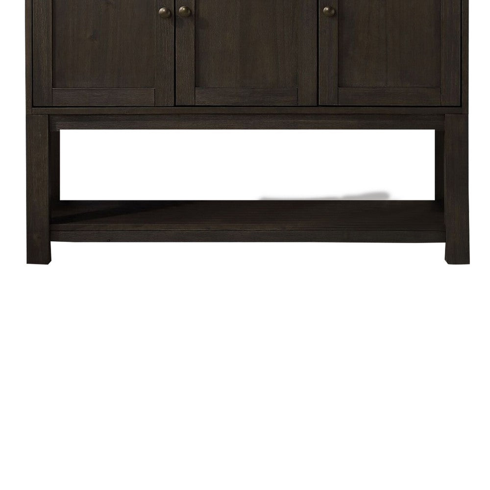 Transitional Style Server with 3 Doors and Open Bottom Shelf, Brown - BM215021