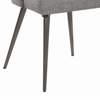 Textured Fabric Upholstered Metal Frame Dining Chair, Set of 2, Gray - BM215998