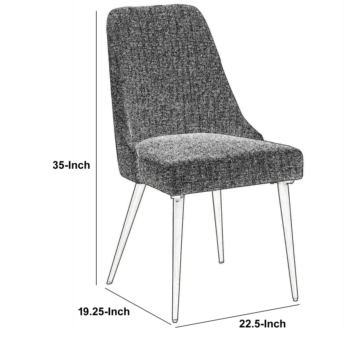 Textured Fabric Upholstered Metal Frame Dining Chair, Set of 2, Gray - BM215998