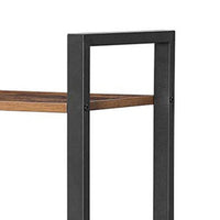 4 Tier Wood and Metal Bookcase with Criss Cross Back, Rustic Brown and Black - BM217079