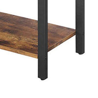 4 Tier Wood and Metal Bookcase with Criss Cross Back, Rustic Brown and Black - BM217079