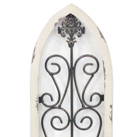 Arch Design Wooden Frame Candle Holder with Scrollwork, Set of 2, White - BM217256