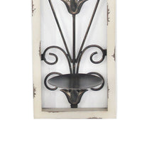 Arch Design Wooden Frame Candle Holder with Scrollwork, Set of 2, White - BM217256