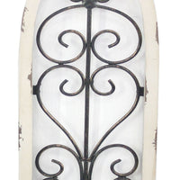 Arch Frame Candle Holder with Fleur De Lis and Finial Top, Set of 2,White - BM217257