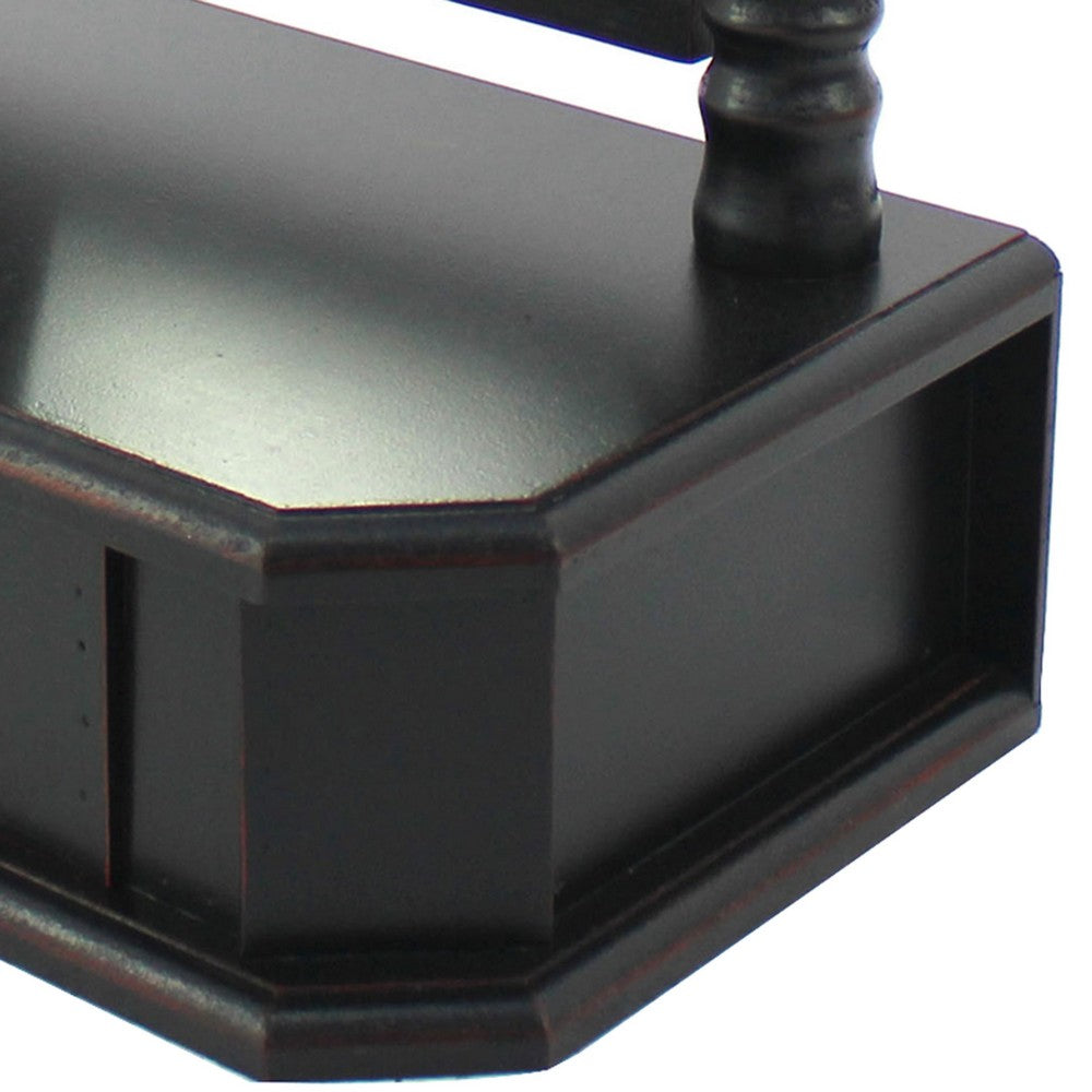 Traditional Wooden Table Mirror with 1 Drawer, Black and Silver - BM217290