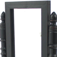 Traditional Wooden Table Mirror with 1 Drawer, Black and Silver - BM217290